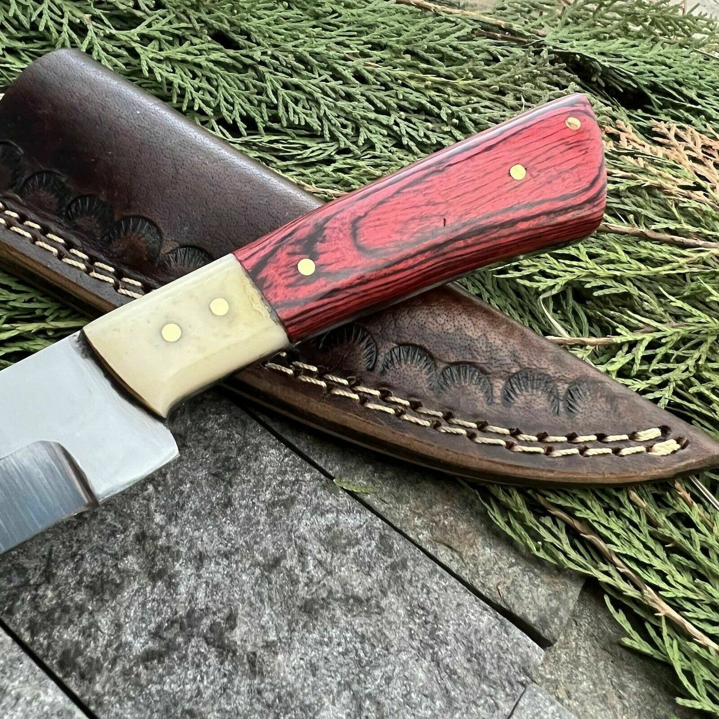 HS-383 '' Custom Handmade D2 Steel High Polish Hunting Skinner Knife W/Sheath