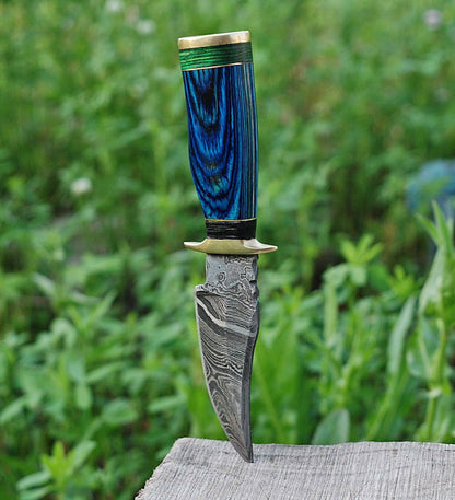 HS-437 | Custom Handmade Damascus Steel Skinner Knife - Hard Wood Handle