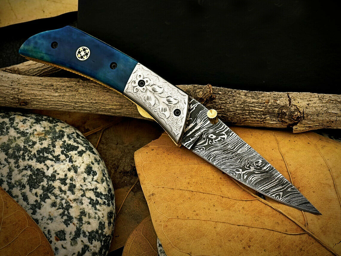 Damascus Steel Pocket Folding Knife – Liner Lock | HS-1114