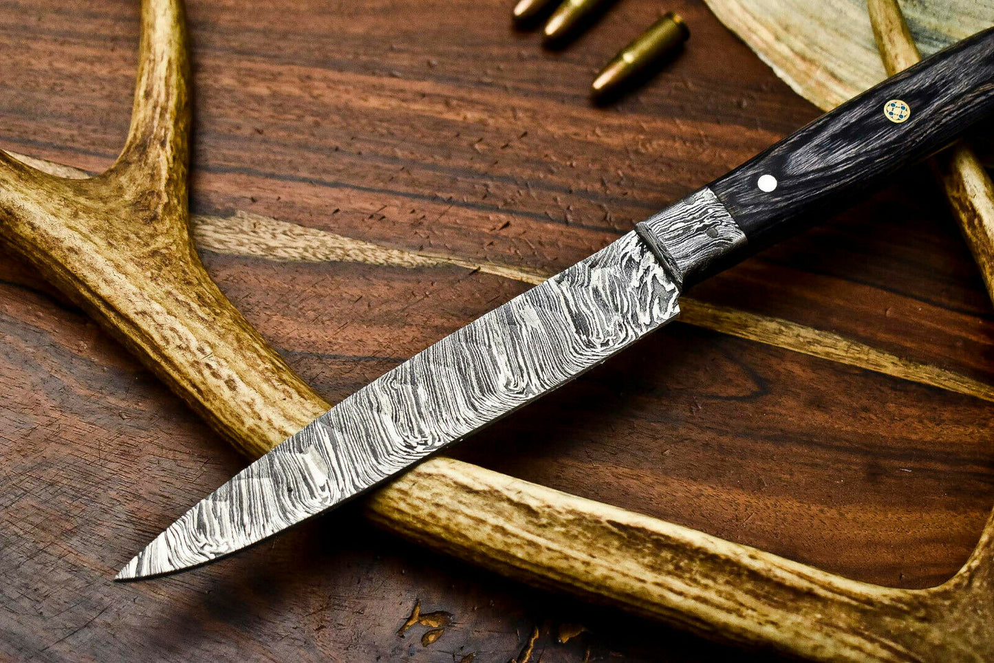 HS-270 Hand Made Damascus Steel Blade Chef Fish Fillet Full Tang Knife | Hard Wood USA Made