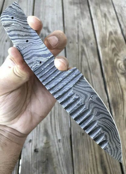 HS-462 Custom Handmade Damascus Hunting Blank Blade Knife - Overal 8 inch