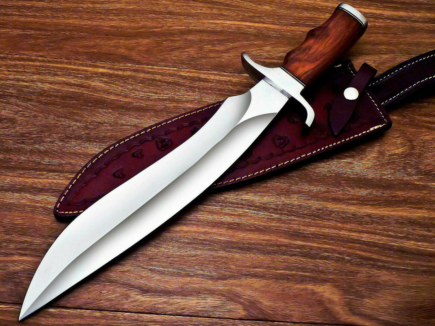 HS-380 CUSTOM HAND FORGED D2 TOOL Steel Blade 17" Bowie Hunting Knife NATURAL WOOD