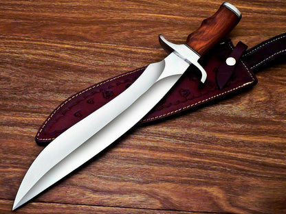 HS-380 CUSTOM HAND FORGED D2 TOOL Steel Blade 17" Bowie Hunting Knife NATURAL WOOD