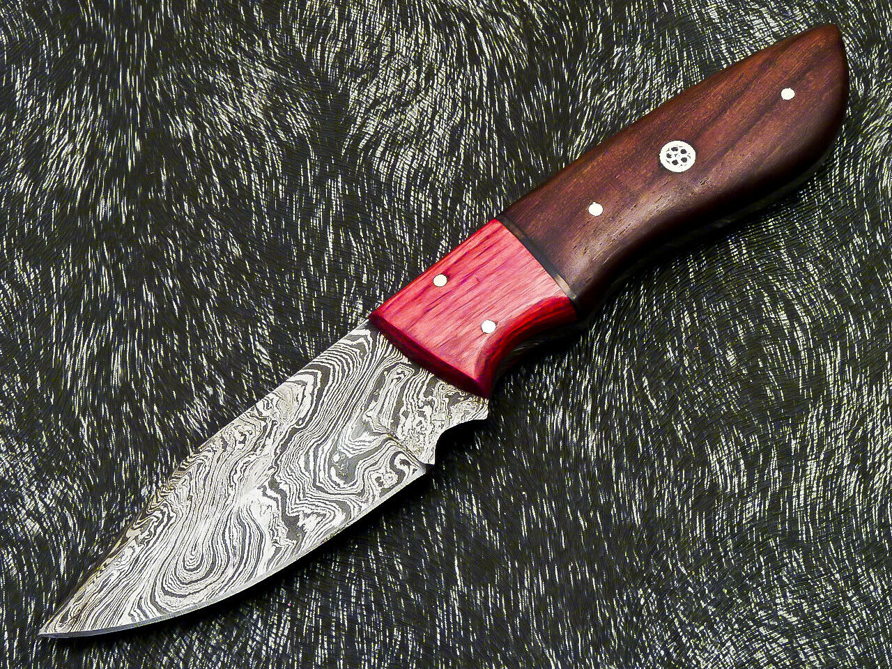 HS-580 Custom Hand Forged Damascus Steel 8" Hunting Knife -Pakka & Natural Wood