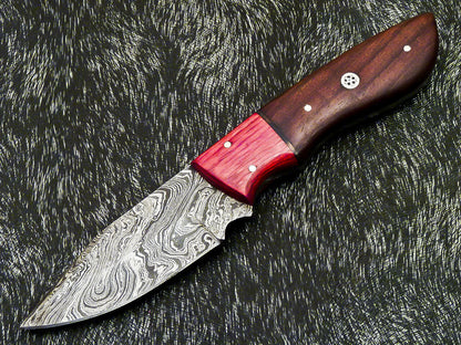 HS-580 Custom Hand Forged Damascus Steel 8" Hunting Knife -Pakka & Natural Wood