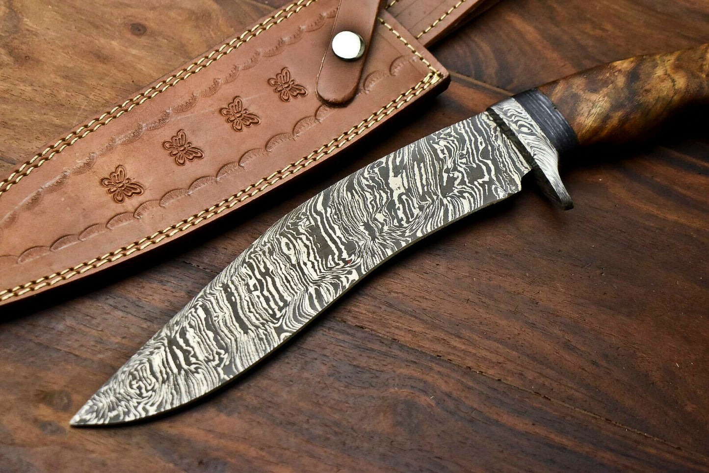 HS-868 Custom Handmade Damascus Steel Hunitng/Kukri Knife - Awesome Wood Handle