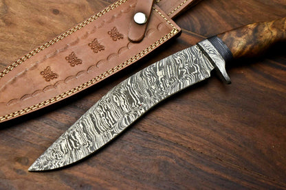 HS-868 Custom Handmade Damascus Steel Hunitng/Kukri Knife - Awesome Wood Handle
