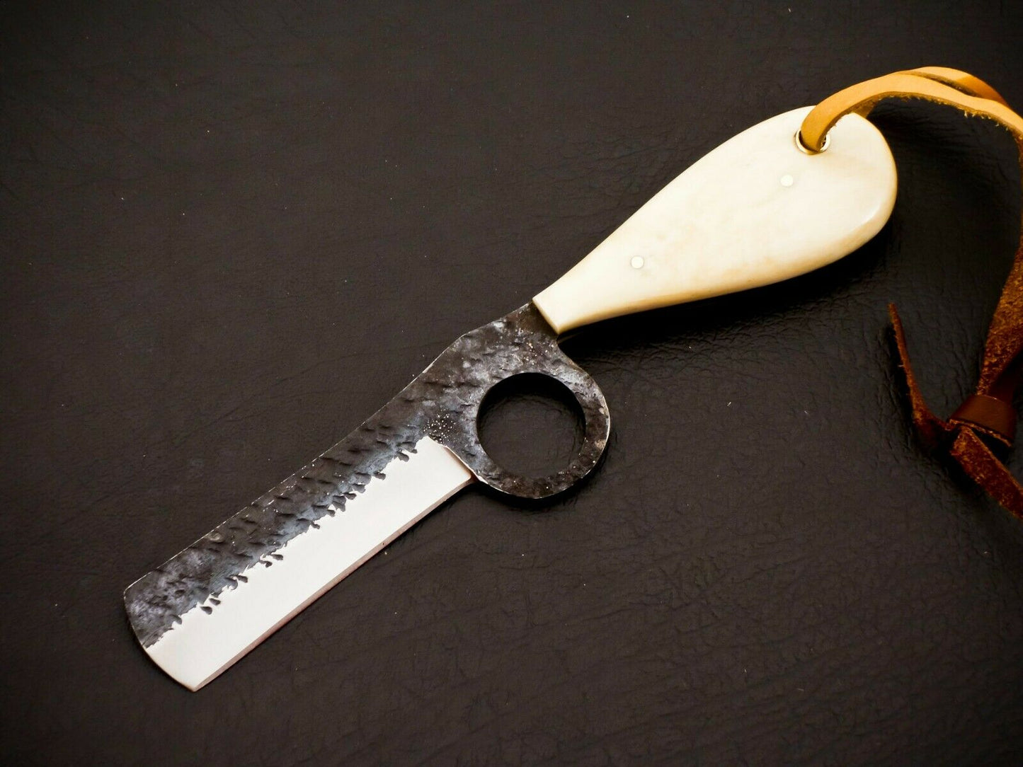 HS-959 Carbon Steel Cowboy Bull Cutter Knife – 6.5 Inch, Blade-Forward, Full Tang