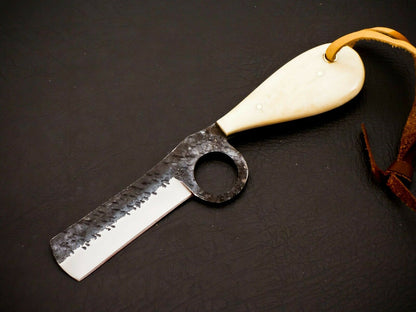 HS-959 Carbon Steel Cowboy Bull Cutter Knife – 6.5 Inch, Blade-Forward, Full Tang