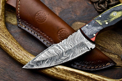 HS-616 Handmade Damascus Skinning Blade Camping Full Tang Knife