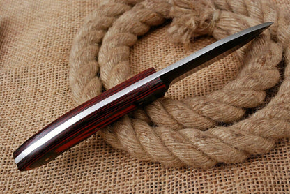 HS-752 Custom Hand Forged Railroad Steel Skinner Knife 8.0 inch Overall Hard Wood Handle
