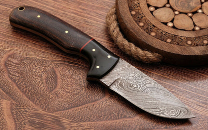 HS-765 Custom Handmade Damascus Steel Skinner Knife With Micarta Buffalo Horn Handle
