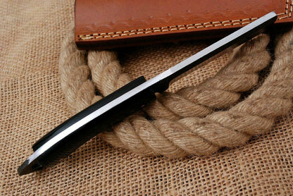 HS-1007 | Custom Handmade High Carbon Steel Cow Boy Bull Cutter Knife With Buffalo Horn Handle