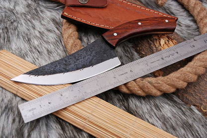HS-441 | Custom Handmade High Carbon Railroad Steel Chef-Hunting knife - Awesome Wood Handle