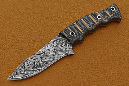 HS-740 Custom Handmade Damascus Steel Skinner Knife With Black Sheet Handle
