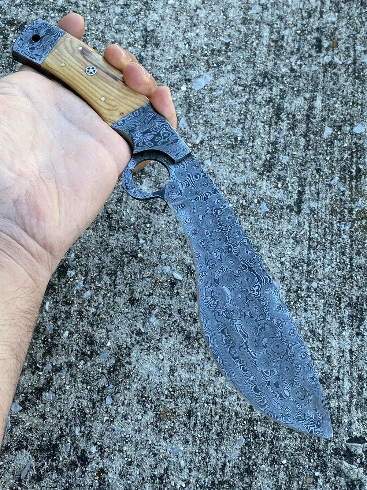 HS-875 Custom Handmade Damascus Steel 12 Inch Kukri Knife - Wood Handle