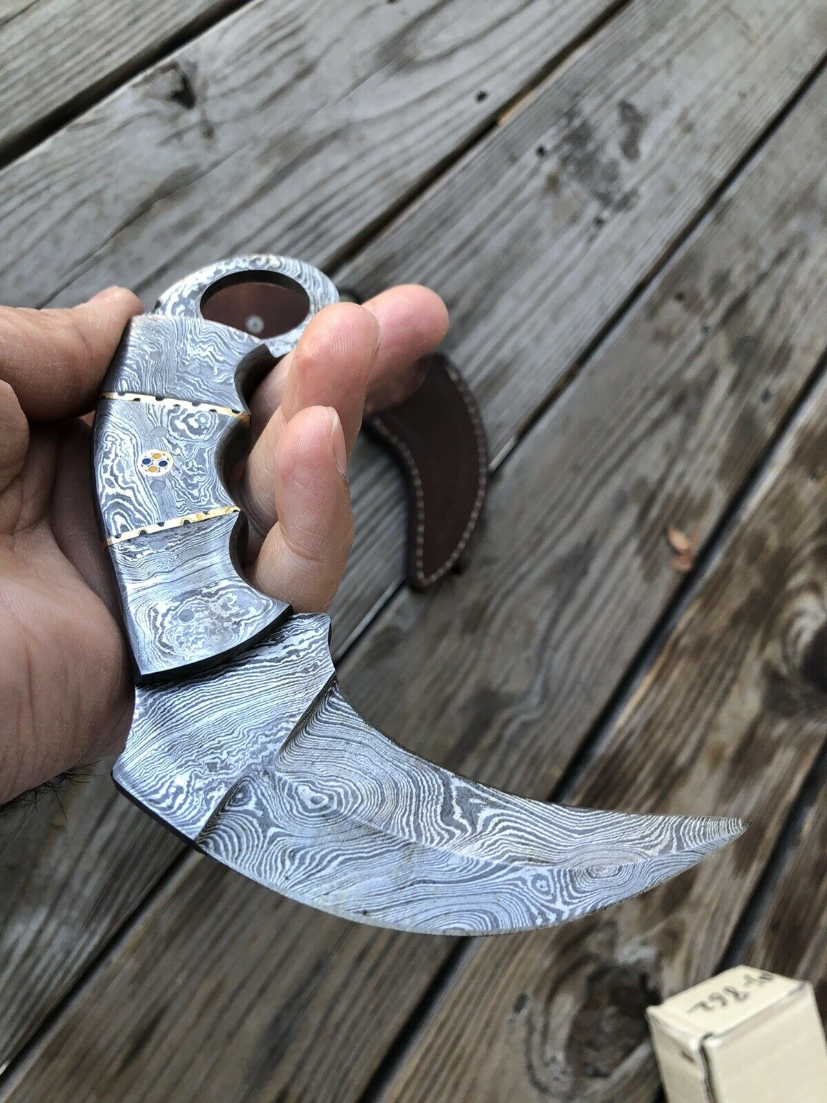 HS-912 9.5 Inch Custom Handmade Damacsus Steel Karambit knife - Full Damascus Handle