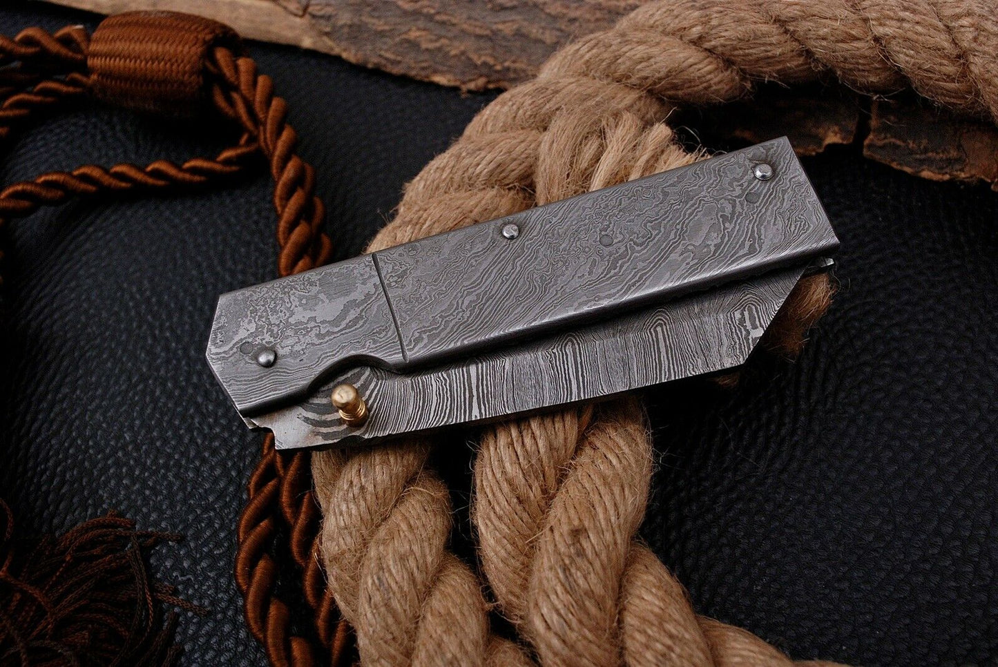 Custom Handmade Full Damascus Folding-Pocket Knife