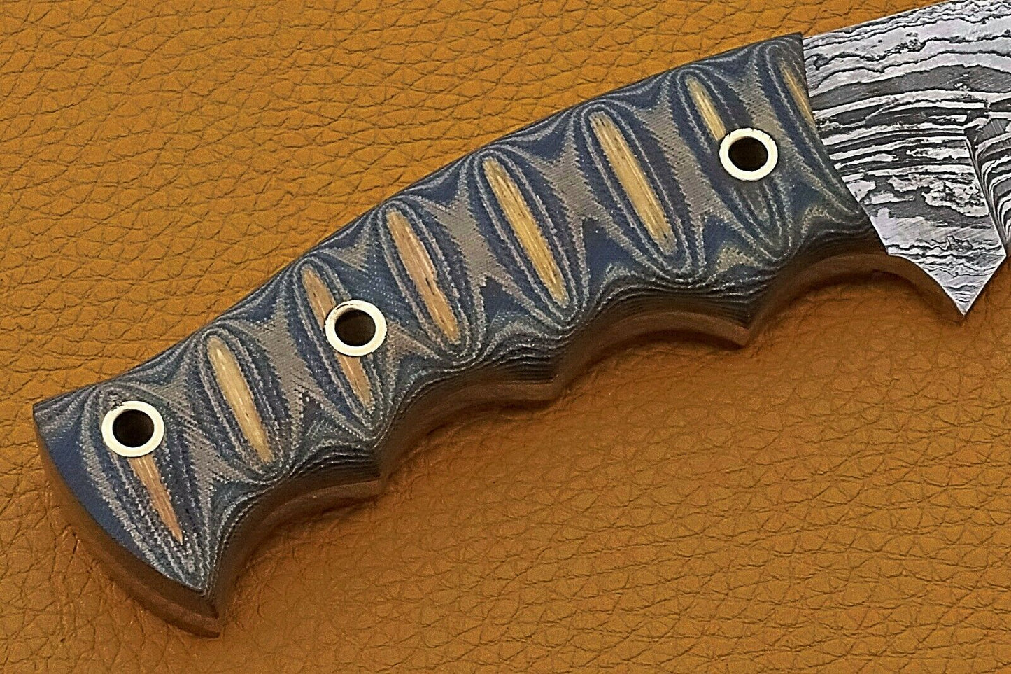 HS-740 Custom Handmade Damascus Steel Skinner Knife With Black Sheet Handle