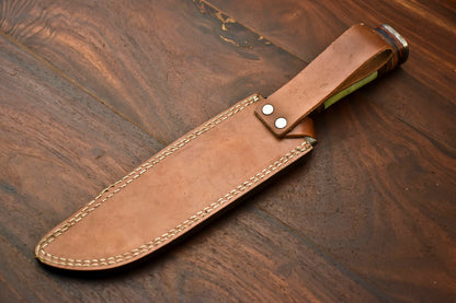 HS-416 | Custom Handmade Damascus Steel Hunting Knife - Beautiful Camel Bone Handle