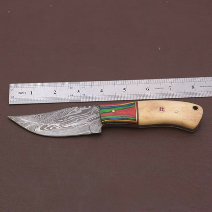 HS-781 Custom Handmade Damascus Skinner Knife With Hard Wood Handle