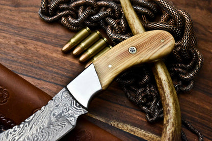 HS-603  Handmade Damascus Skinning Blade Camping Full Tang Knife