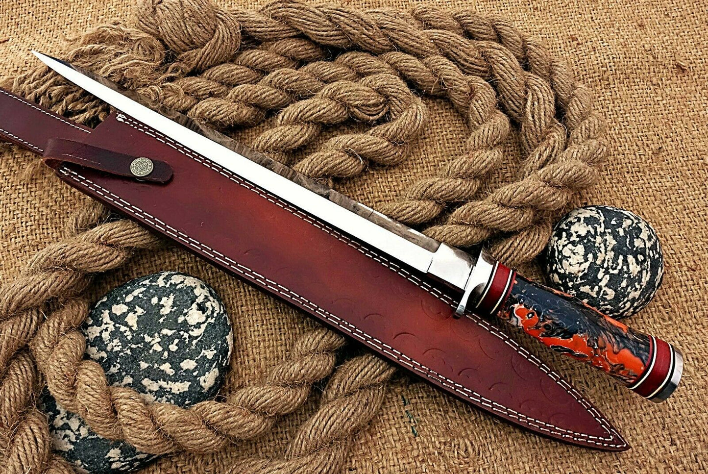 HS-1099 | Custom Handmade Steel D2 Fighter Hunting Combat Mini Sword knife With Resin Handle
