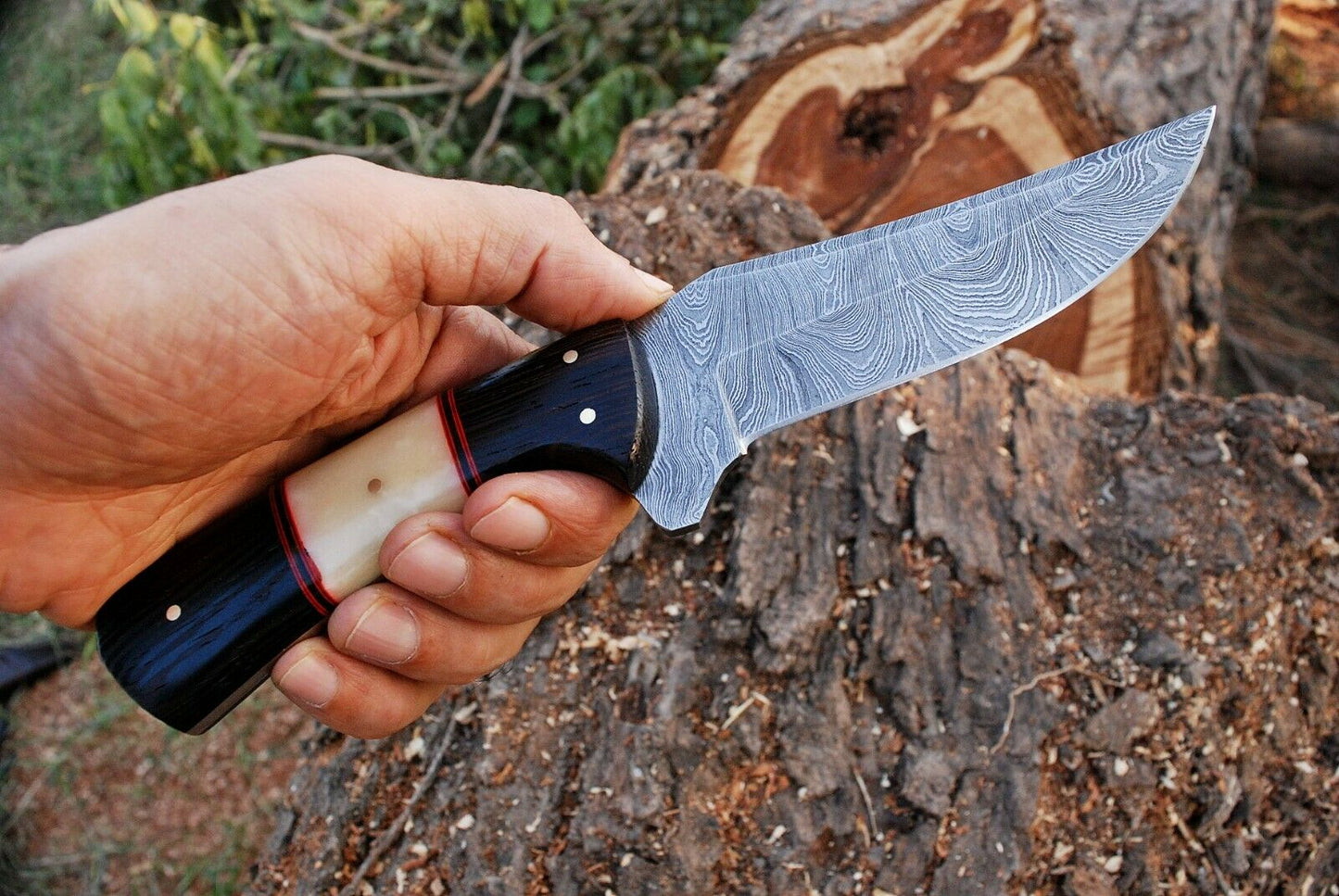 HS-362 '' Handmade Forged Damascus Steel Hunting Skinner Fix Blade Knife