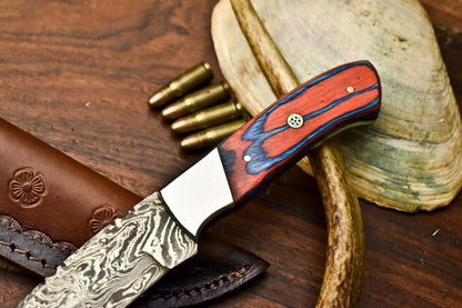 HS-620 Handmade Damascus Skinning Blade Camping Full Tang Knife