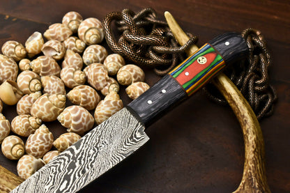 HS-281 Cutlery | Hand Made Damascus Steel Blade Chef Kitchen Full Tang Knife | Hard Wood