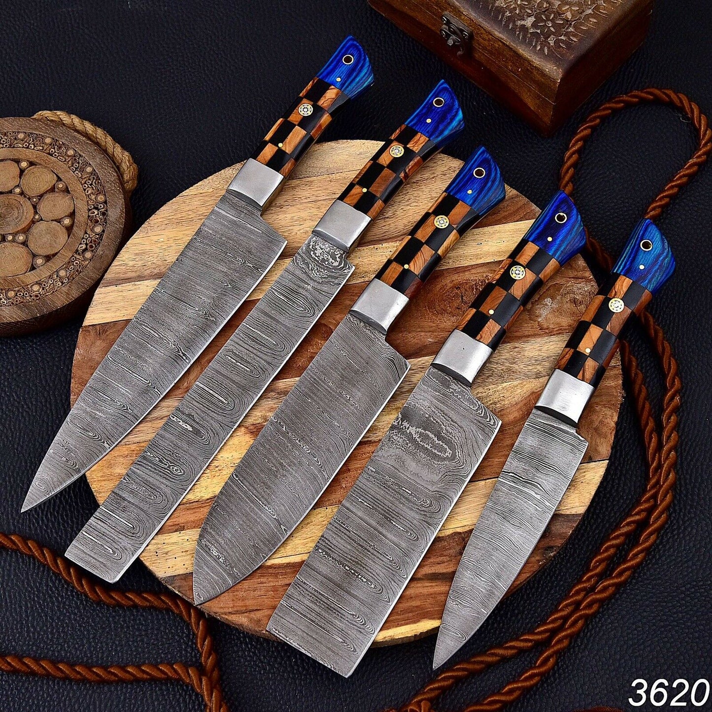 HS-134 '' Custom Handmade HAND FORGED DAMASCUS STEEL CHEF KNIFE Set Kitchen Knives