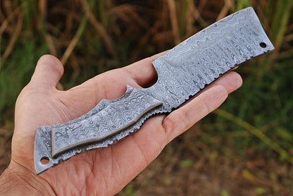 HS-473 Custom Handmade Damascus Hunting Knife With Damascus Handle
