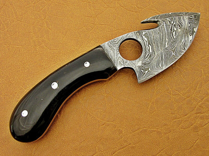 HS-767 Custom Handmade Damascus Skinner Knife With Buffalo Horn Hanlde