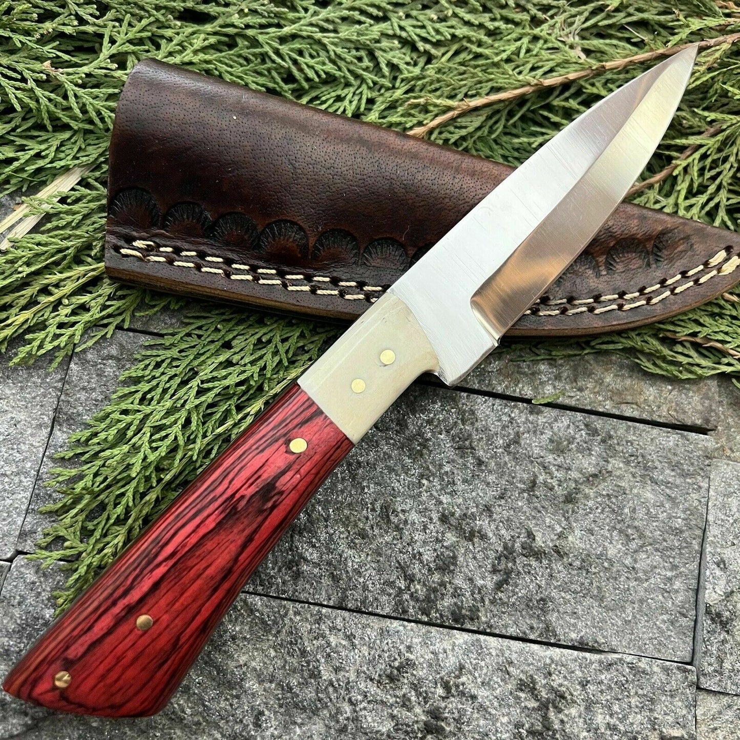 HS-383 '' Custom Handmade D2 Steel High Polish Hunting Skinner Knife W/Sheath