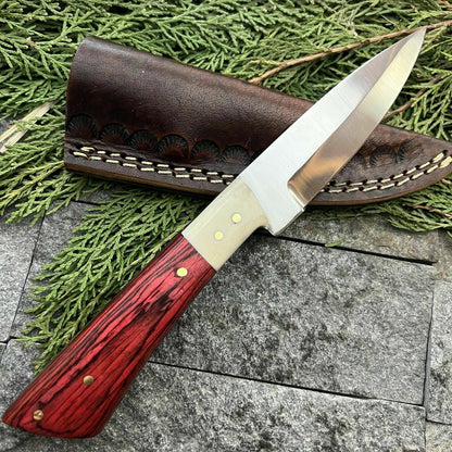 HS-383 '' Custom Handmade D2 Steel High Polish Hunting Skinner Knife W/Sheath