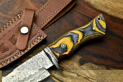 HS-395 | Handmade Damascus Steel Blade Hunting Knife | HARD WOOD