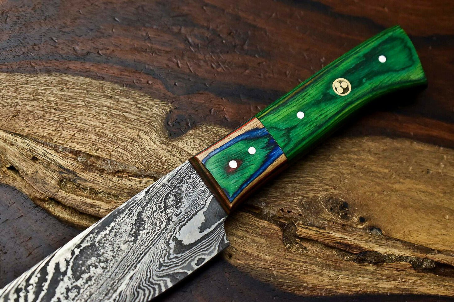 HS-609 Hand Made Damascus Steel Blade Chef Kitchen Full Tang Knife | HARD WOOD