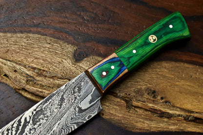 HS-609 Hand Made Damascus Steel Blade Chef Kitchen Full Tang Knife | HARD WOOD