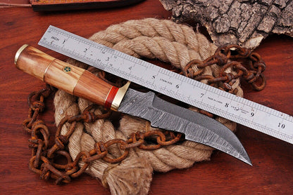 HS-431 | Custom Handmade Damascus Steel Hunitng Knife Camping - Wood Handle