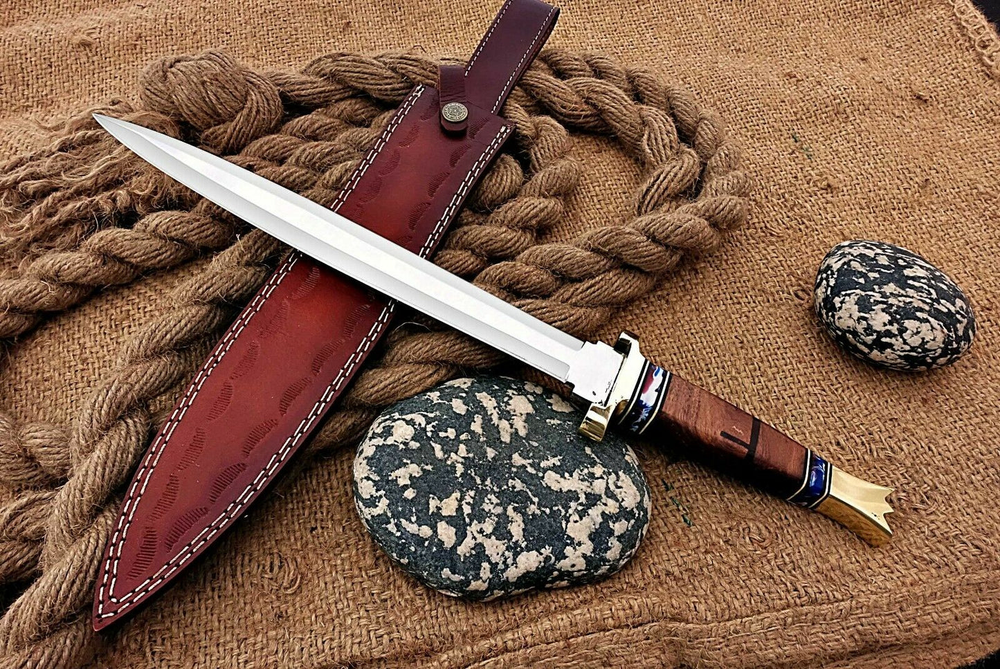 HS-1101 | Custom Handmade Steel D2 Fighter Hunting Combat Mini Sword knife With Resin Handle