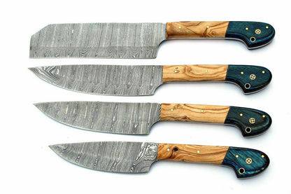 High carbon Damascus steel knife blade with 58 to 60 HRC hardness professional kitchen knife