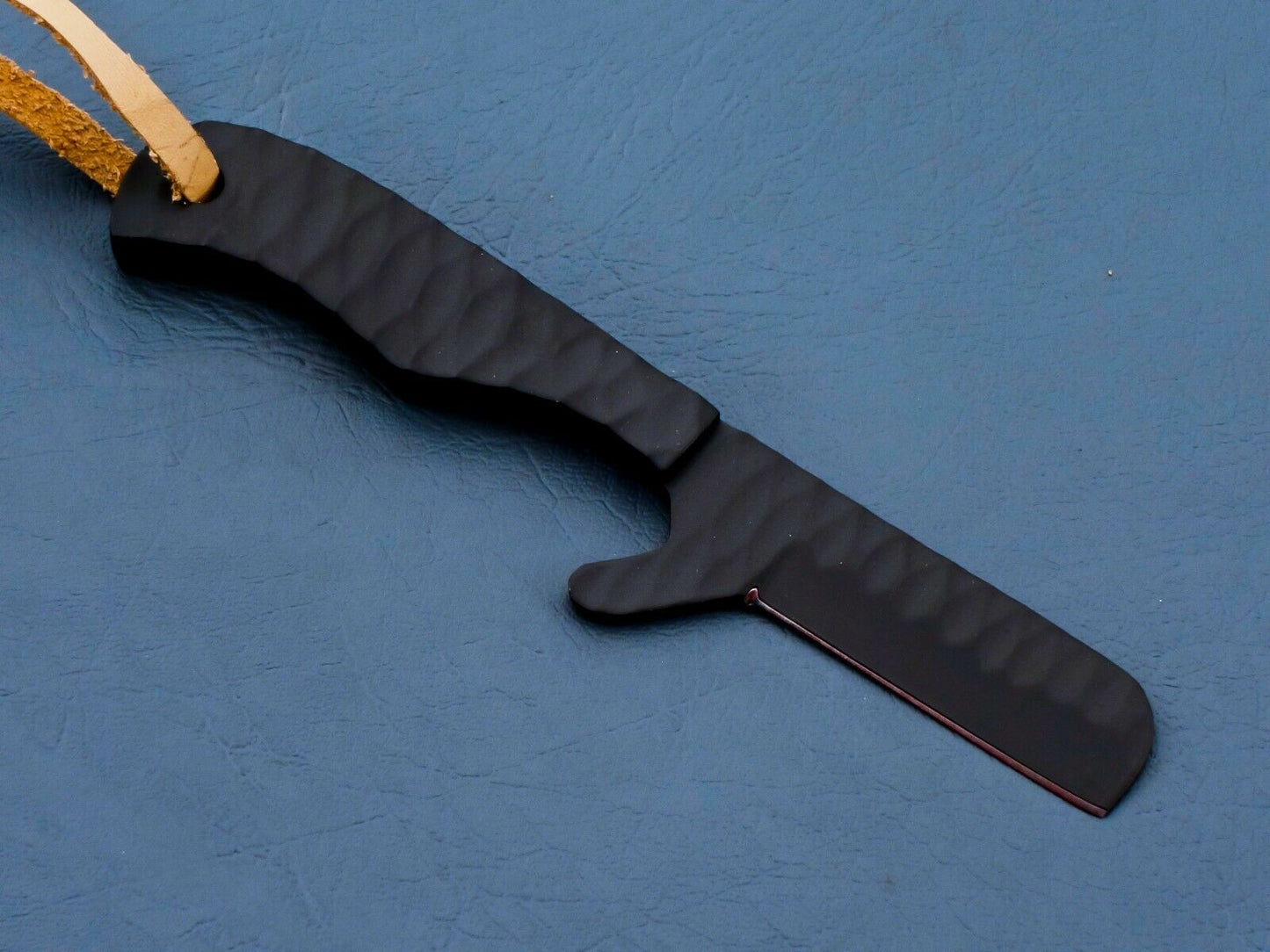 HS-947 Hand Forged J2 Steel Bull Cutter Knife – 2.75" Blade, Ceramic Finish, Leather Sheath
