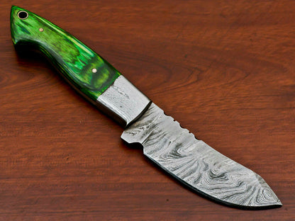 HS-568 HANDMADE DAMASCUS CUSTOM PAKKA WOOD HANDLE SKINNING CAMPING KNIFE