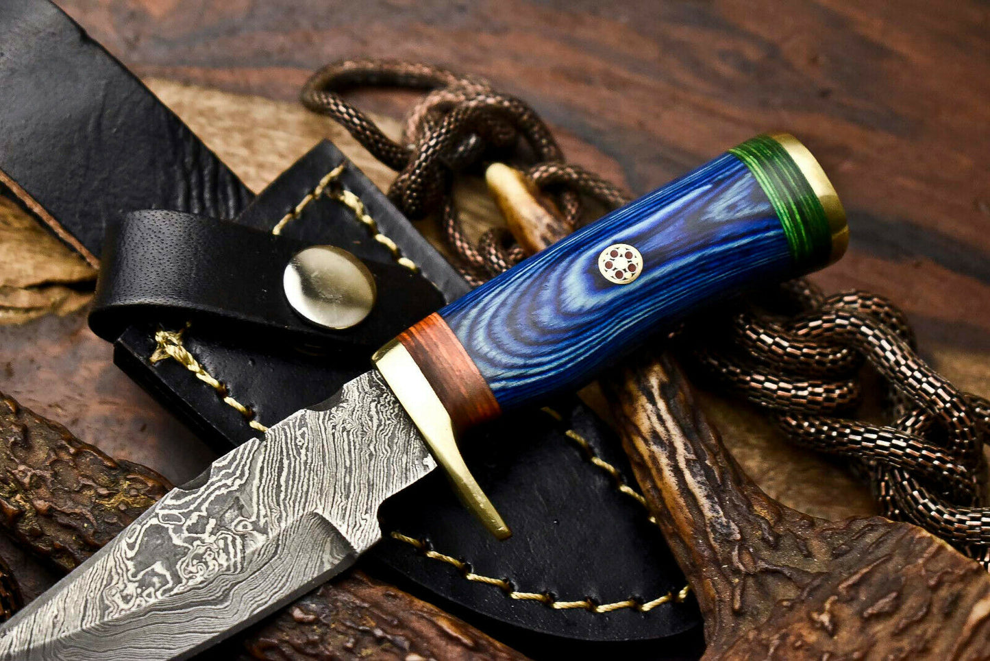 HS-713 Custom Handmade Awesome Hard Wood Handle Damascus Steel Skinner Knife With Best Price