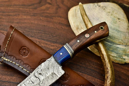 HS-626 Handmade Damascus Skinning Blade Camping Full Tang Knife