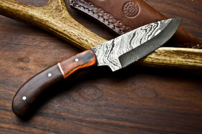HS-696 Custom Handmade Damascus Steel Skinner Knife - Beautiful Wood Handle