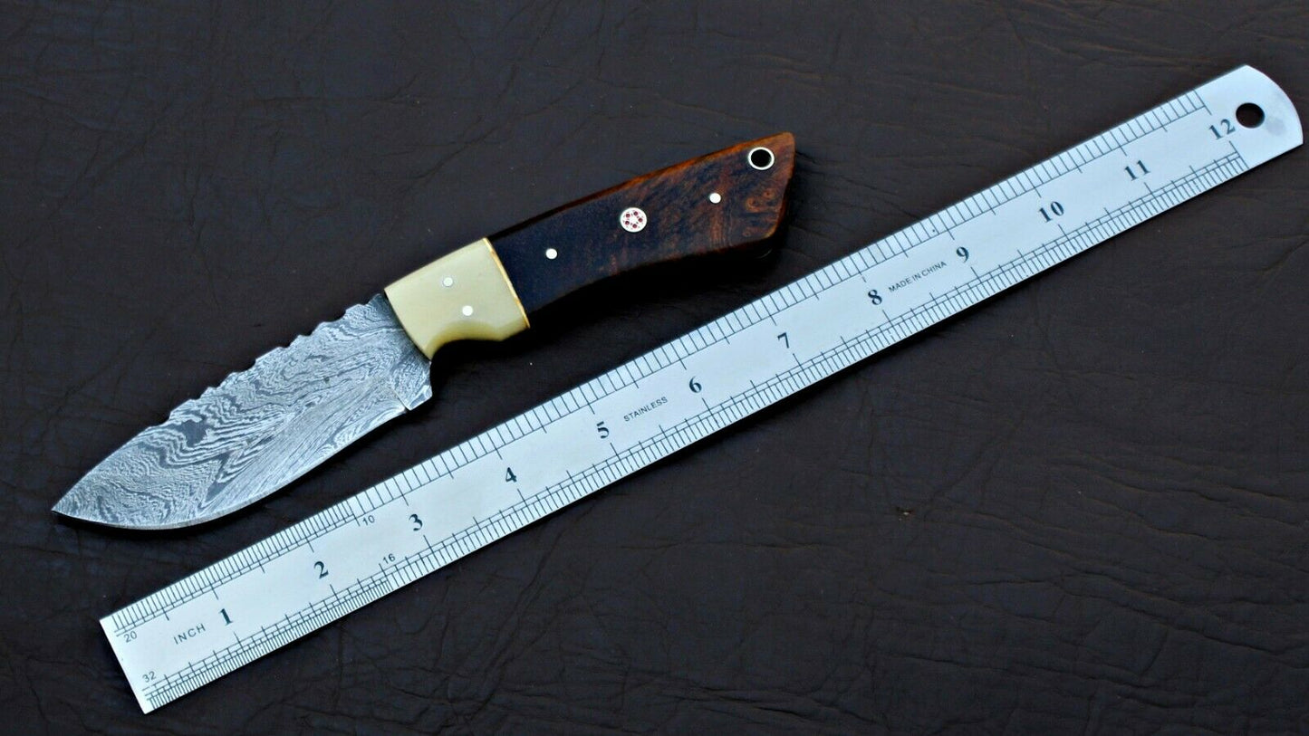 HS-577  CUSTOM HAND FORGED DAMASCUS STEEL HUNTING SKINNER KNIFE