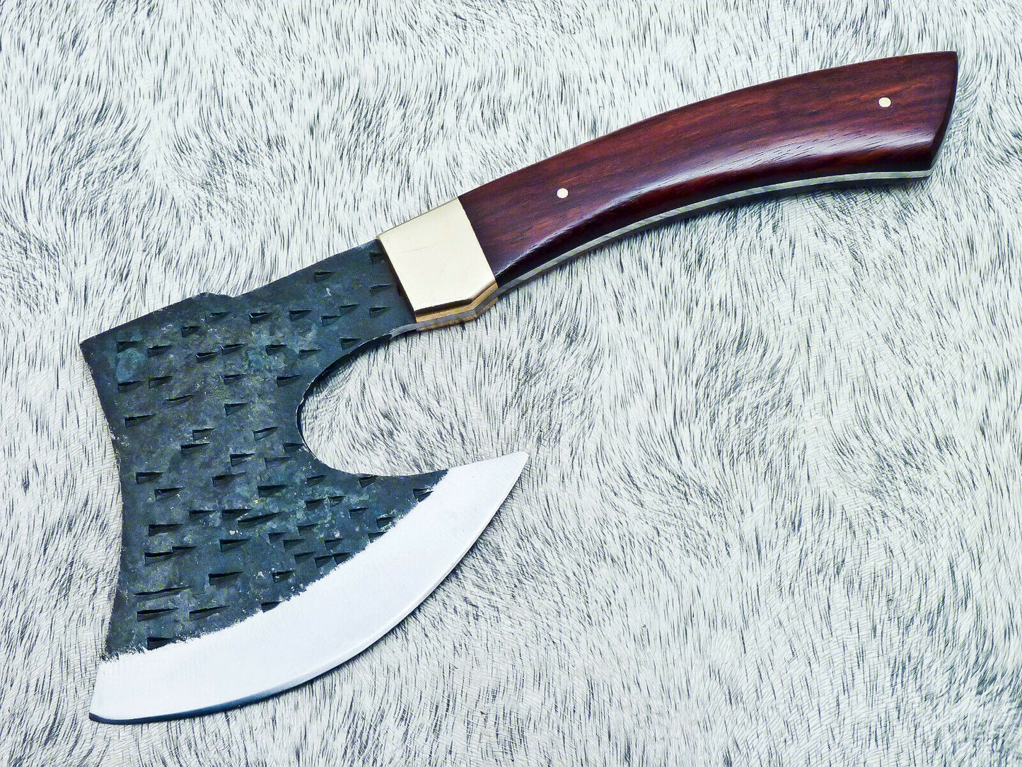 HS-1024 Custom Hand Forged Railroad Spike Carbon Steel Chopper Axe Knife -Wood
