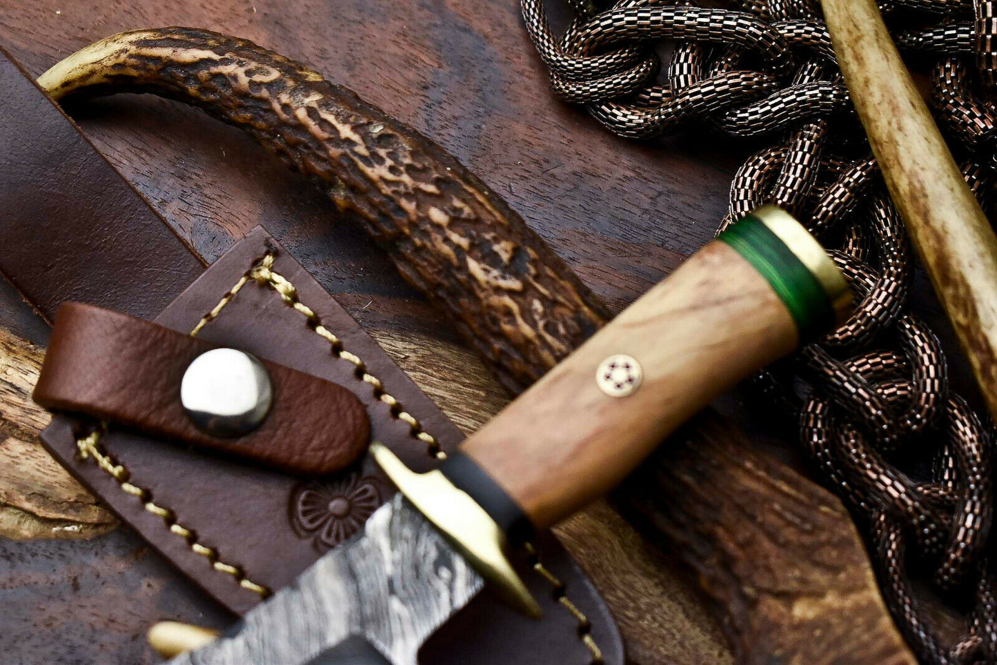 HS-710 Custom Handmade Damascus Steel Skinner Knife - BeautifulWood Handle