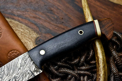 HS-647 Custom Handmade Damascus Hunting Skinning Blade Hunter Camping Full Tang Knife